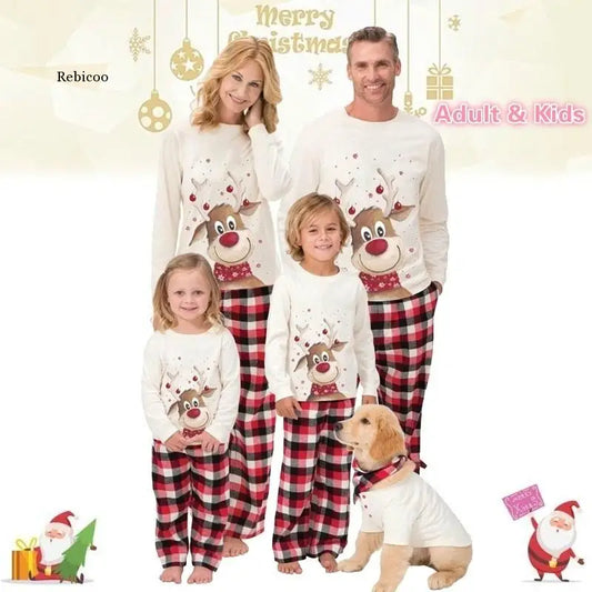 Men and Women New Christmas Pajamas for Family Home Wear Long-Sleeved Pajamas Matching Family Outfits