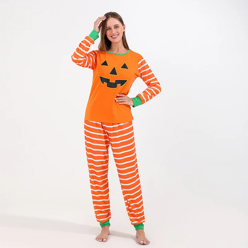 Happy Halloween Party Family Matching Pajamas Set Mother Father Kids 2 Pieces Suit Baby Rompers Casual Loose Sleepwear Pyjamas