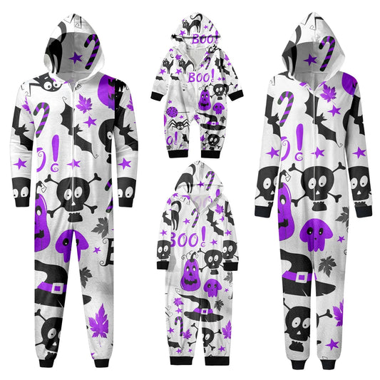 Happy Halloween Matching Pajamas Set Skull Print Mom Dad Kids Pyjamas Baby Romper Party Clothes Family Look Pjs Jumpsuit Pajamas