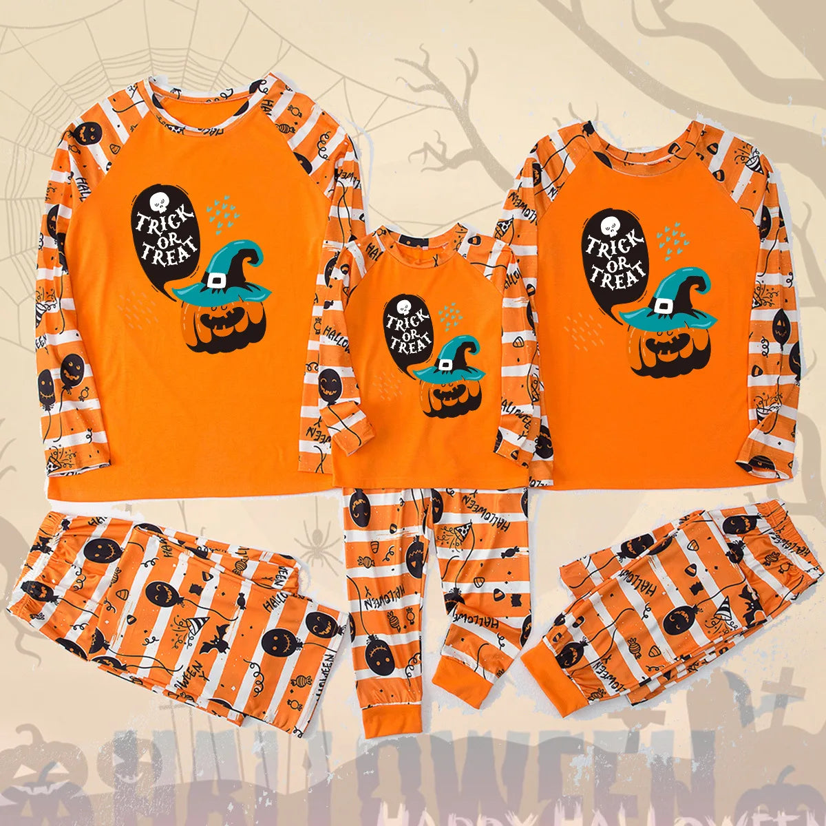 New Halloween Family Pajamas Comfortable Family Matching Outfits Fashion Orange Grimace Quality Fabric Parent Child Home Clothes