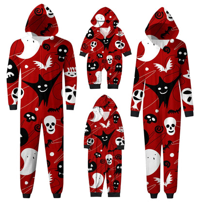 2024 New Family Halloween Matching Outfits Zipper Jumpsuit Parent-child Pajamas Set Soft Cute Sleepwear Family Look Pyjamas