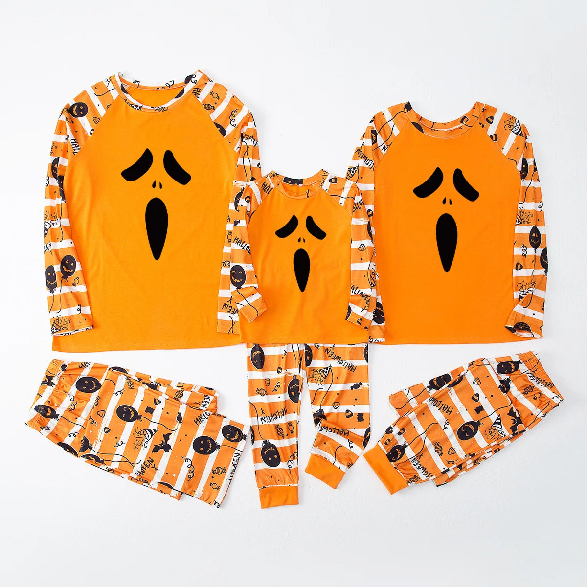 New Halloween Family Pajamas Comfortable Family Matching Outfits Fashion Orange Grimace Quality Fabric Parent Child Home Clothes