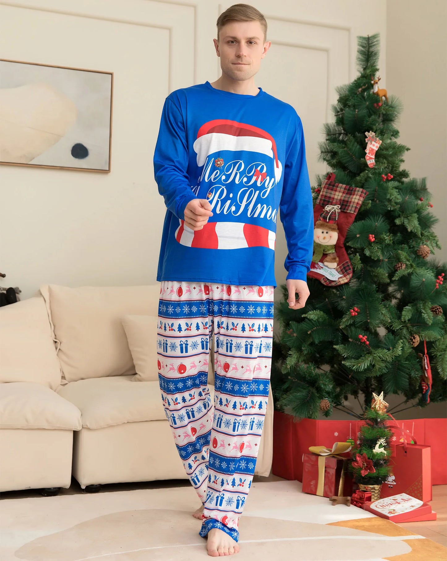 Family Christmas Pajamas Matching Clothes Set 2023 Xmas Father Mother Kids Outfit Dad Mom And Daughter Son Sleepwear Family Look