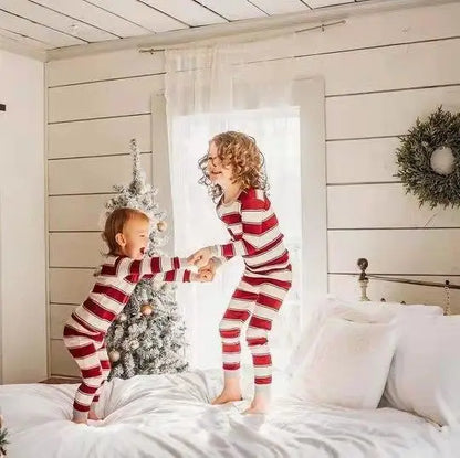 Winter Family Christmas Pajamas Set Striped Print Mom Daughter Dad Son Baby Matching Clothes Soft Loose Sleepwear Xmas Look