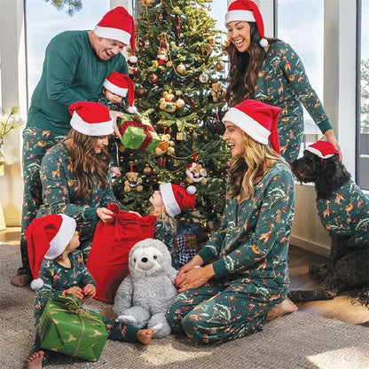 2024 Christmas Family Matching Outfits Look Father Mother Kids Baby Pajamas Sets Xmas Daddy Mommy and Me Pj's Clothes Tops+Pants