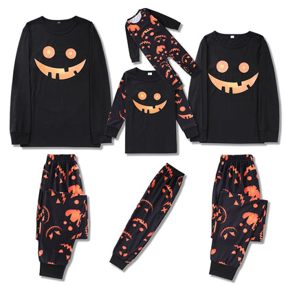 New Halloween Family Pajamas 2024 Fashion Pumpkin Print Cozy Fabric Halloween Family Matching Parent-Child Set Cute Baby Clothes