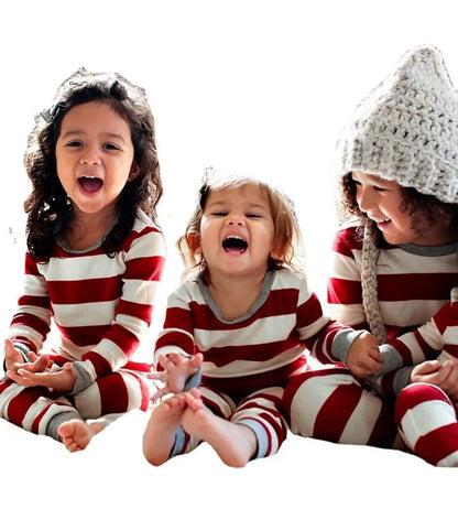 Winter Family Christmas Pajamas Set Striped Print Mom Daughter Dad Son Baby Matching Clothes Soft Loose Sleepwear Xmas Look