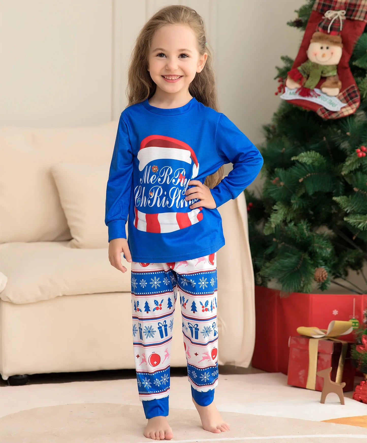 Family Christmas Pajamas Matching Clothes Set 2023 Xmas Father Mother Kids Outfit Dad Mom And Daughter Son Sleepwear Family Look