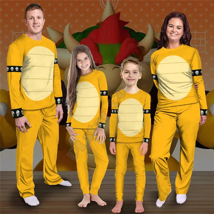 Kids Mom Dad Pajamas 3D All Over Printed Bowser Custom Family Pyjamas Cosplay Clothes