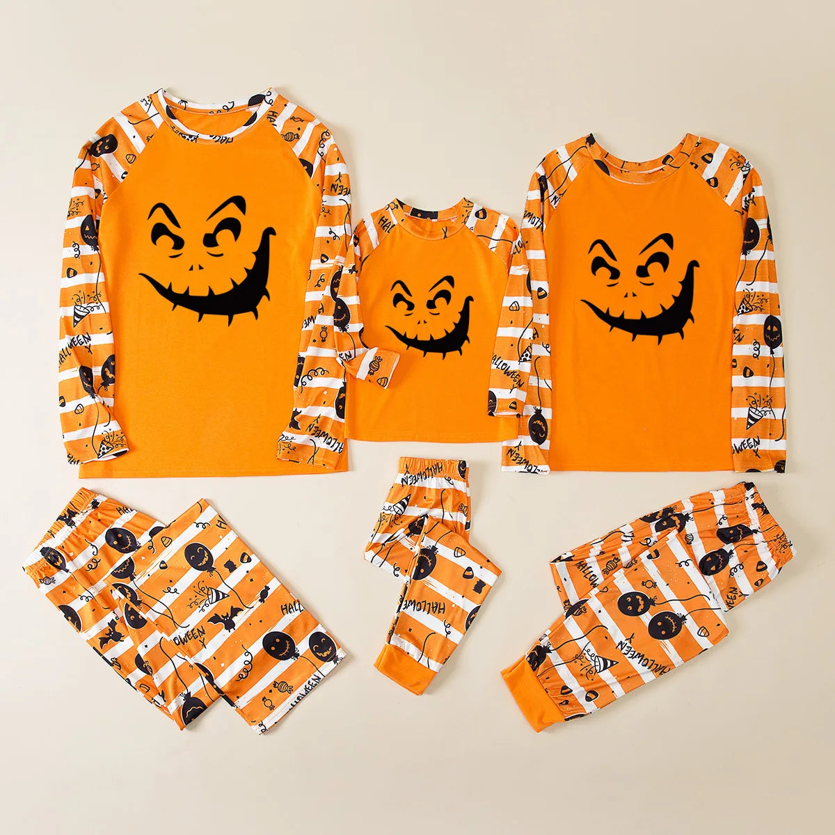 New Halloween Family Pajamas Comfortable Family Matching Outfits Fashion Orange Grimace Quality Fabric Parent Child Home Clothes