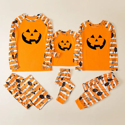 New Halloween Family Pajamas Comfortable Family Matching Outfits Fashion Orange Grimace Quality Fabric Parent Child Home Clothes