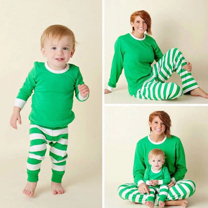 2023 Christmas Pajamas Set Striped Print Family Matching Clothes Soft 2 Pcs Sleepwear Xmas Outfit