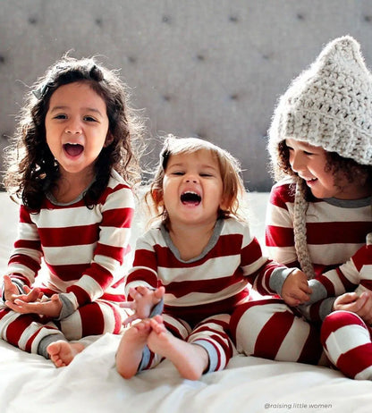 Winter Family Christmas Pajamas Set Striped Print Mom Daughter Dad Son Baby Matching Clothes Soft Loose Sleepwear Xmas Look