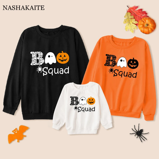 Family Matching Clothes Halloween Sweatshirt pumpkin Letter Print Clothes Family Mommy And Daughter Clothes Family Look