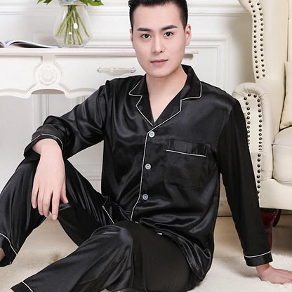 Men's Silk Satin Pajama Sets - Long Sleeve, Short Sleeve, and Shorts Options