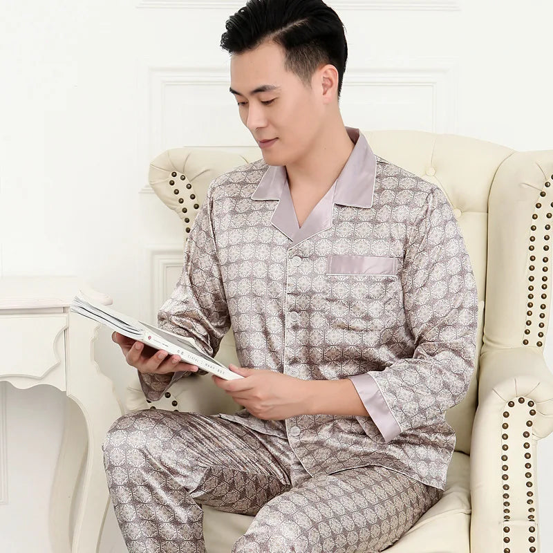 Men's Silk Satin Pajama Sets - Long Sleeve, Short Sleeve, and Shorts Options