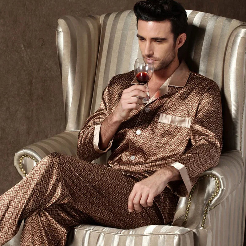 Men's Silk Satin Pajama Sets - Long Sleeve, Short Sleeve, and Shorts Options